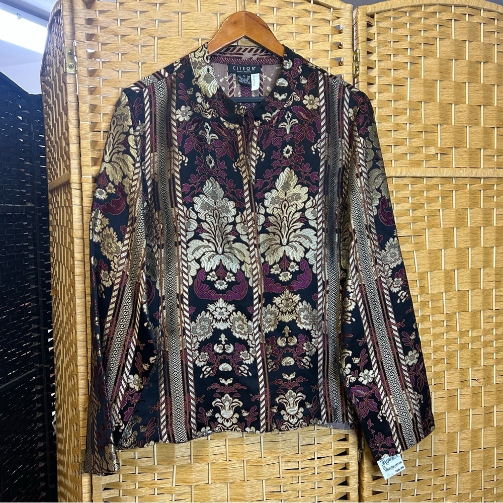 Citron Santa Monica jacket size XL long sleeved Asian inspired print oversized